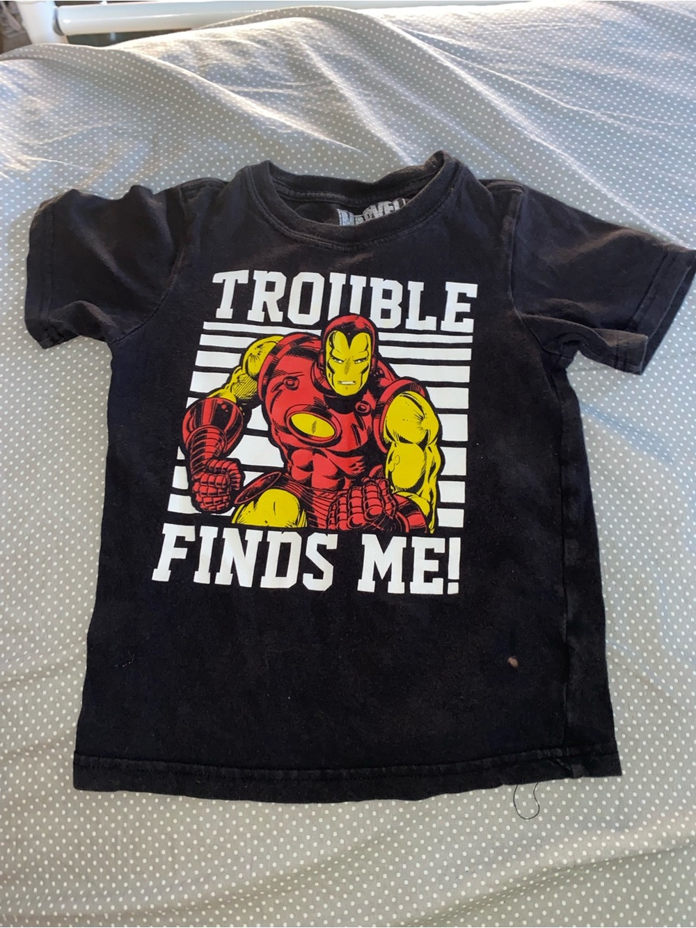 Marvel Black Short Sleeve Tee with Red & Yellow Iron Man Graphic